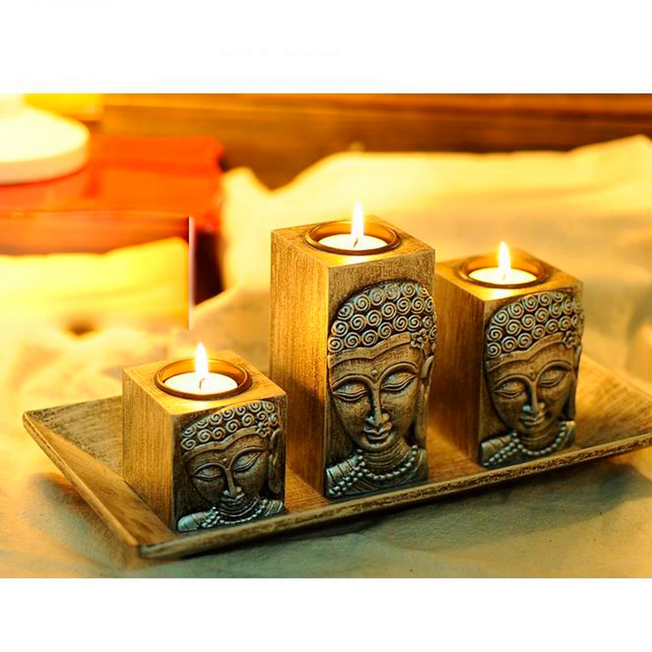 Porta Velas Buda Yoga Meditacion + Velas Feng Shui